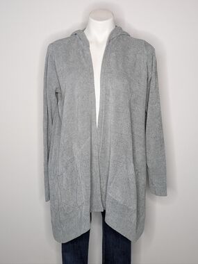 Barefoot Dreams Cozychic Ultra Lite Light Blue Open Hoodie Robe S